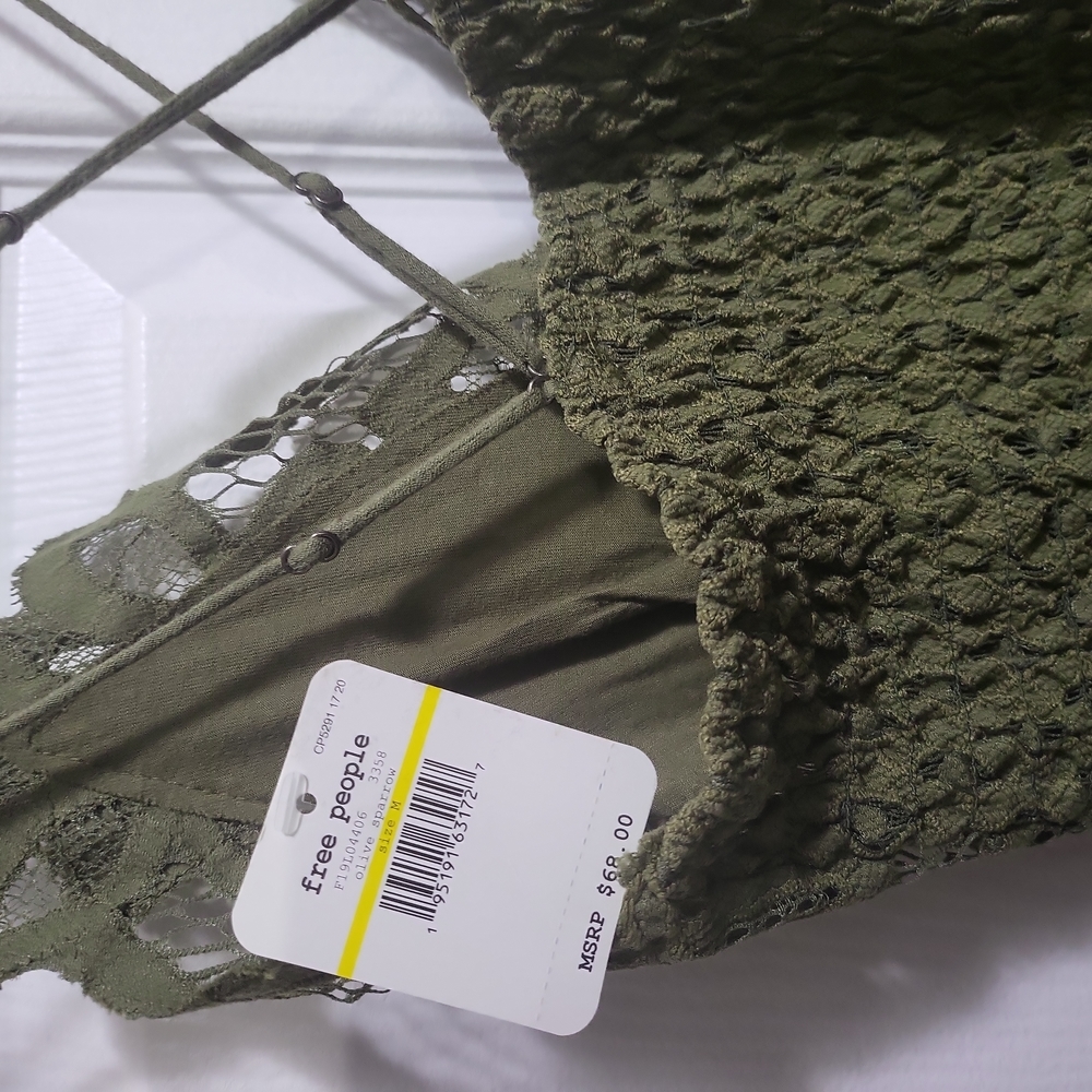 Free People Adella Cami, Olive Sparrow color, Size medium #017 - Picture 3 of 6